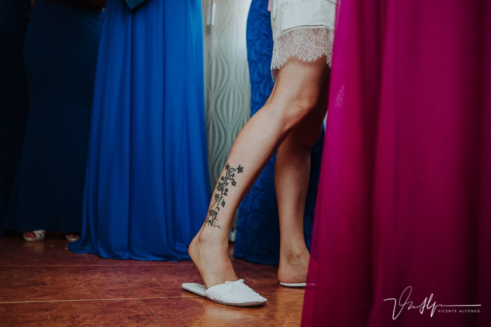 Tatuaje de la novia en la pierna